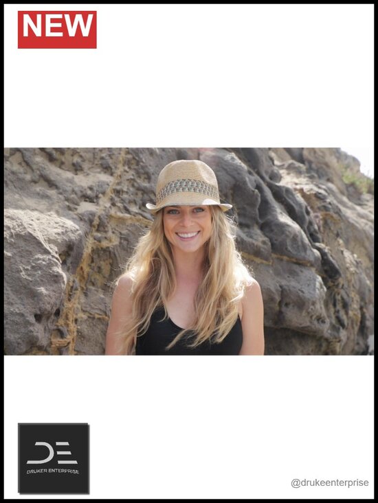 Straw Fedora UPF 50+ Sun Hat Short Brim Packable Beach Hat Woven Pattern main image 4